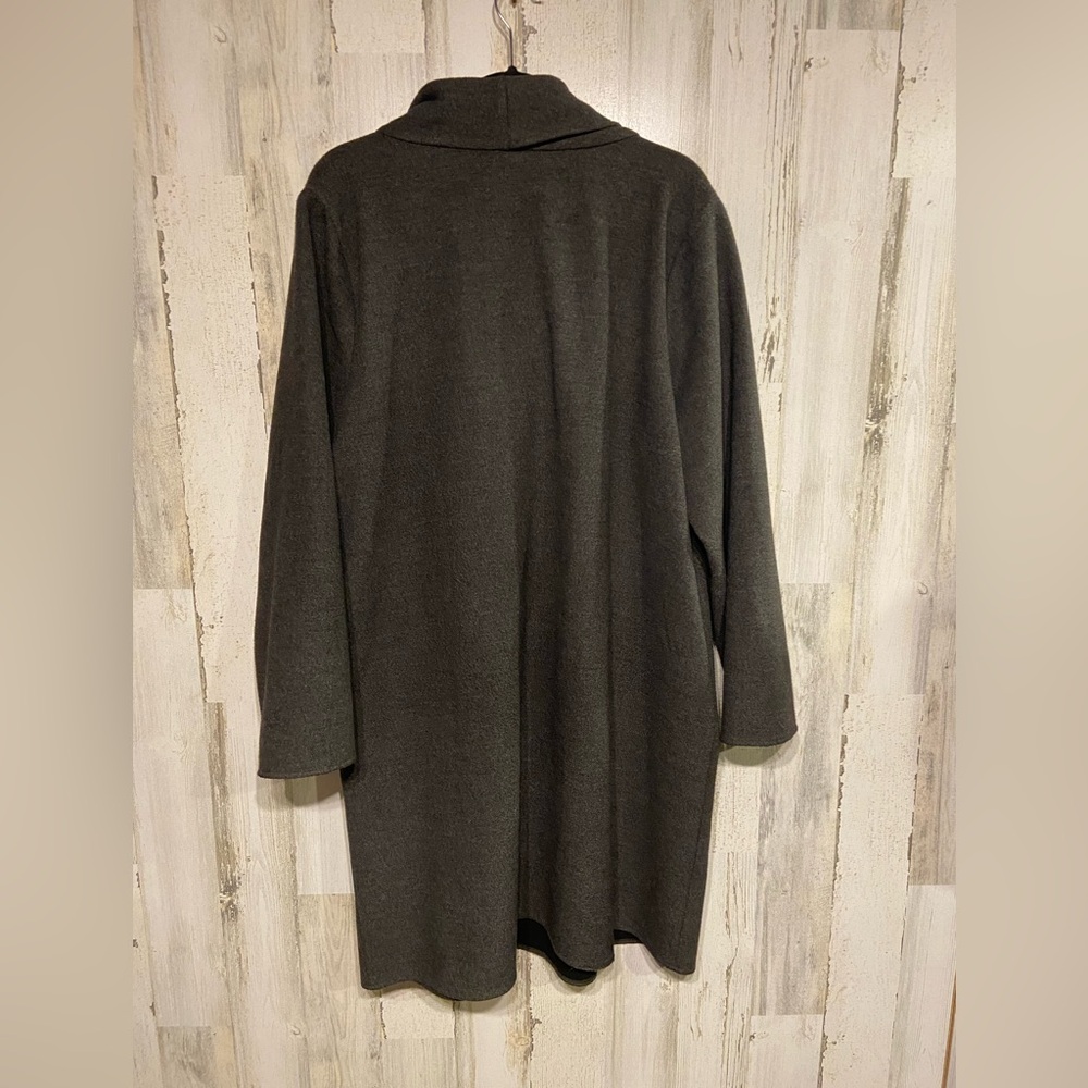 Pure J.Jill Grey Pea Coat Asymmetrical Wrap Coat XL - Picture 6 of 10